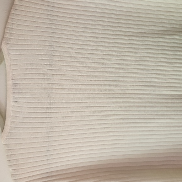 St. John Large Top Santana Knit Cream Ribbed Short Sleeve Office Minimal Capsule - Picture 7 of 10